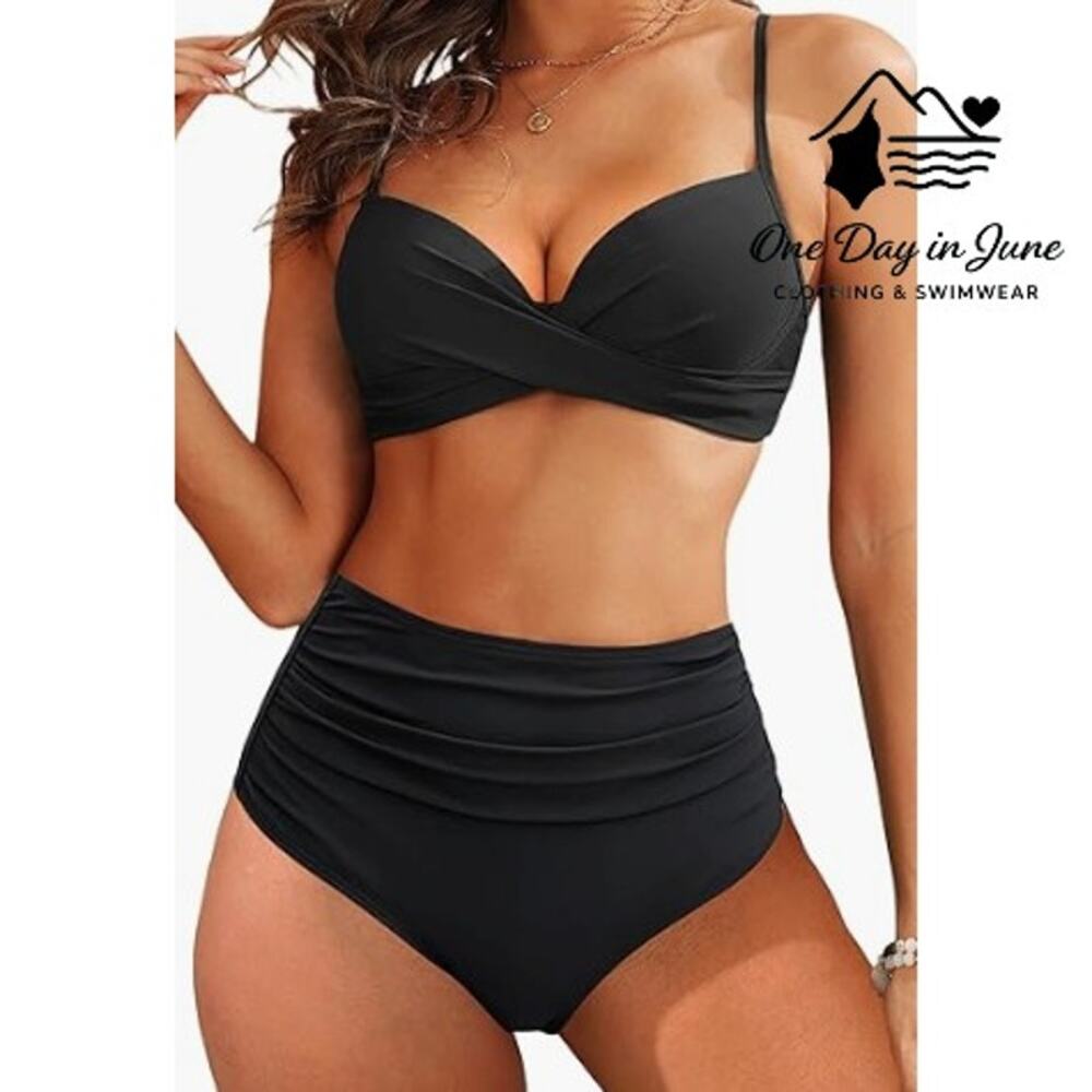 Aqua Eve Molded Cup Cross Front Bikini Swimsuit Size M